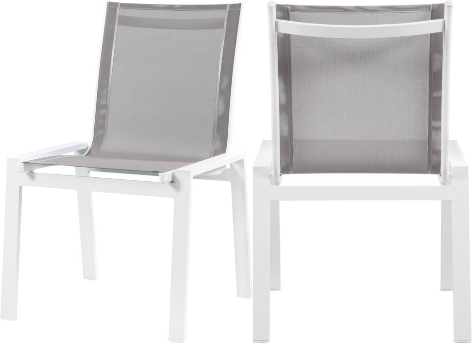Nizuc Grey Mesh Waterproof Fabric Outdoor Patio Aluminum Mesh Dining Chair - Bargain Furniture (Detroit, MI)
