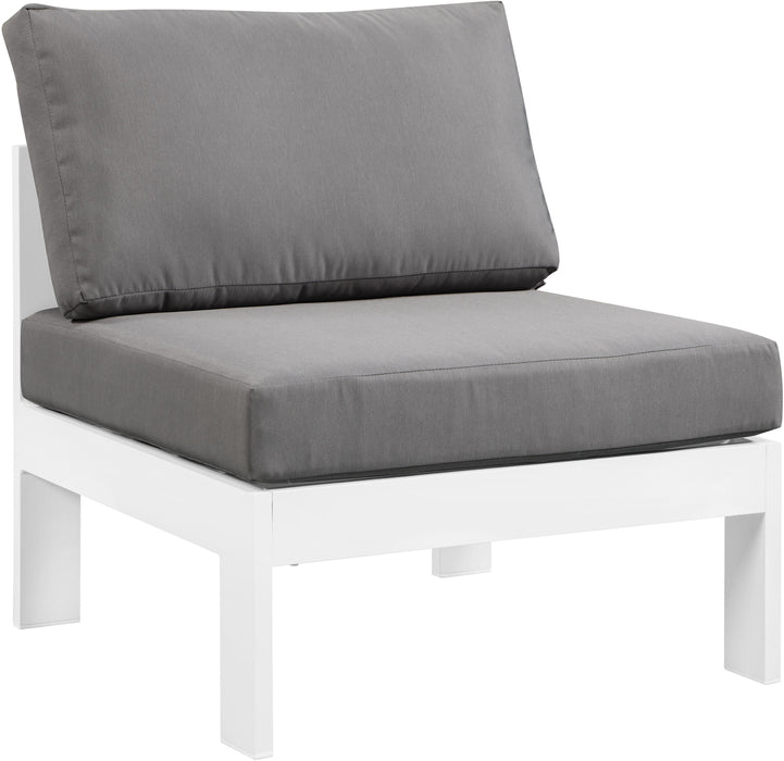 Nizuc Grey Waterproof Fabric Outdoor Patio Aluminum Armless Chair - Bargain Furniture (Detroit, MI)
