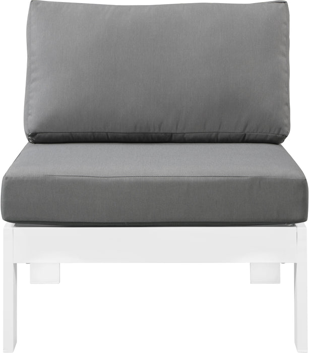 Nizuc Grey Waterproof Fabric Outdoor Patio Aluminum Armless Chair - Bargain Furniture (Detroit, MI)