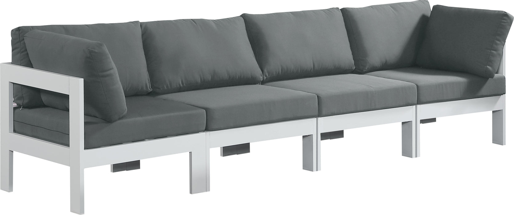 Nizuc Grey Waterproof Fabric Outdoor Patio Modular Sofa - Bargain Furniture (Detroit, MI)