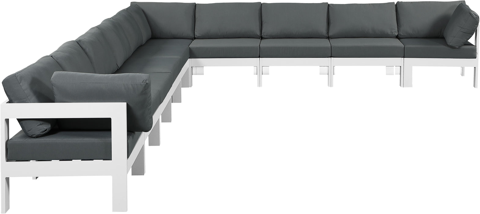 Nizuc Grey Waterproof Fabric Outdoor Patio Modular Sectional - Bargain Furniture (Detroit, MI)