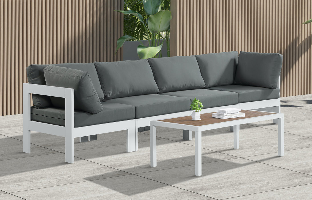 Nizuc Grey Waterproof Fabric Outdoor Patio Modular Sofa - Bargain Furniture (Detroit, MI)