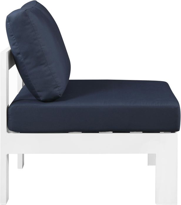 Nizuc Navy Waterproof Fabric Outdoor Patio Aluminum Armless Chair - Bargain Furniture (Detroit, MI)