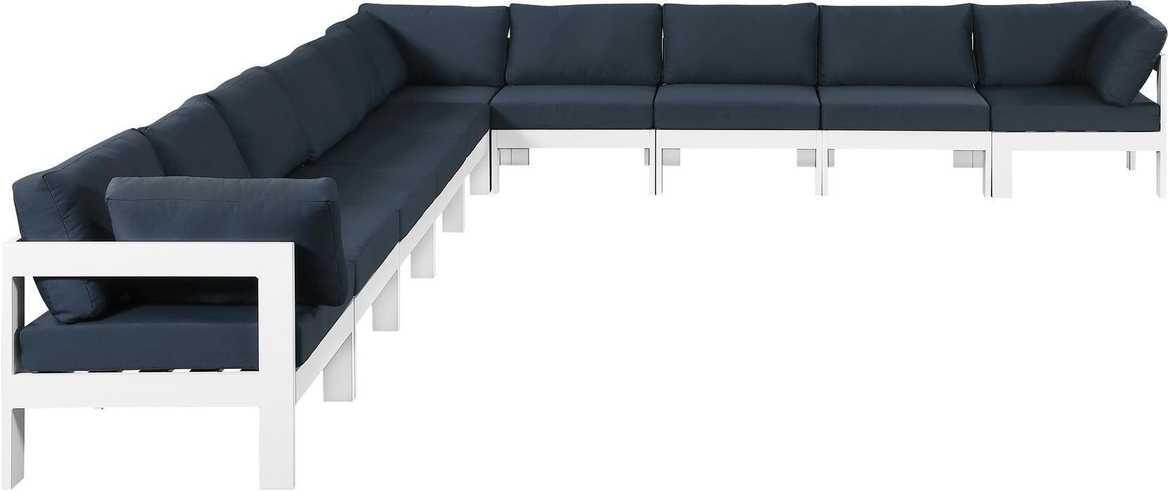 Nizuc Navy Waterproof Fabric Outdoor Patio Modular Sectional - Bargain Furniture (Detroit, MI)