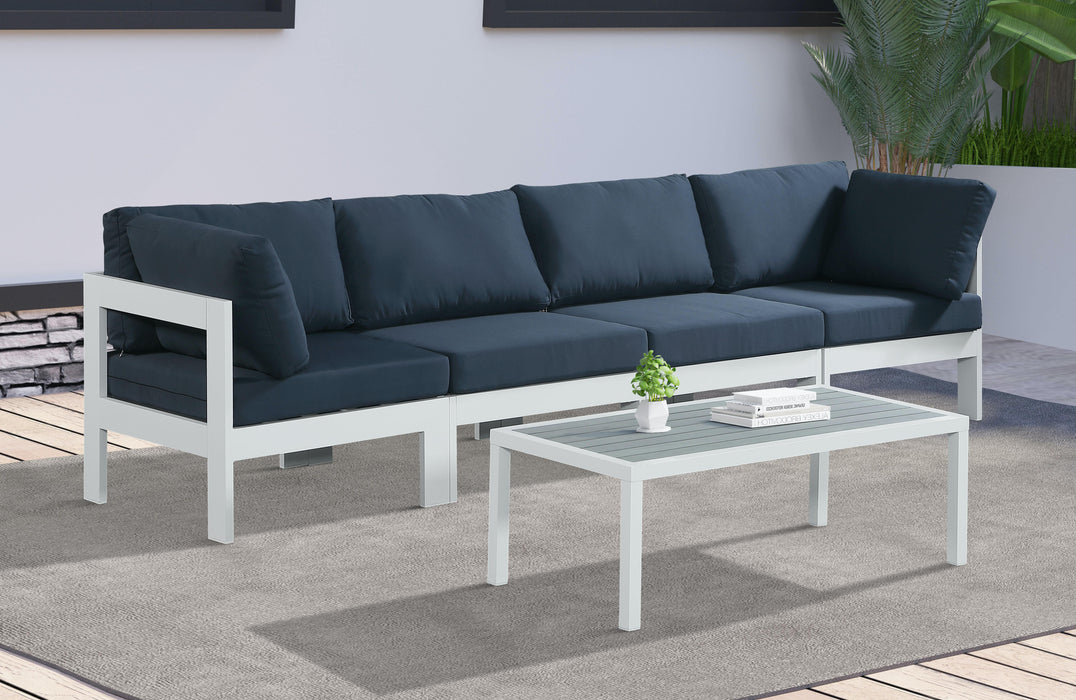 Nizuc Navy Waterproof Fabric Outdoor Patio Modular Sofa - Bargain Furniture (Detroit, MI)