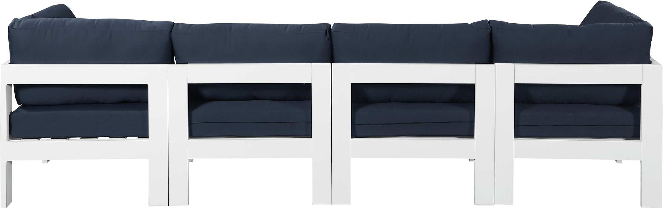 Nizuc Navy Waterproof Fabric Outdoor Patio Modular Sofa - Bargain Furniture (Detroit, MI)