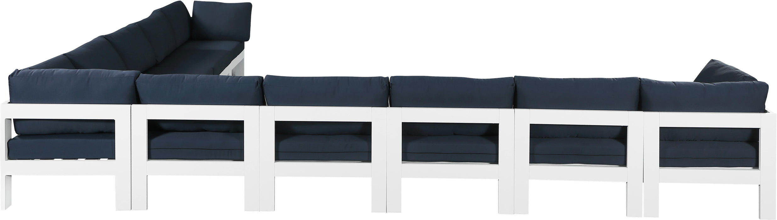 Nizuc Navy Waterproof Fabric Outdoor Patio Modular Sectional - Bargain Furniture (Detroit, MI)