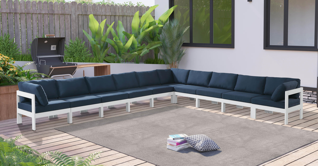 Nizuc Navy Waterproof Fabric Outdoor Patio Modular Sectional - Bargain Furniture (Detroit, MI)