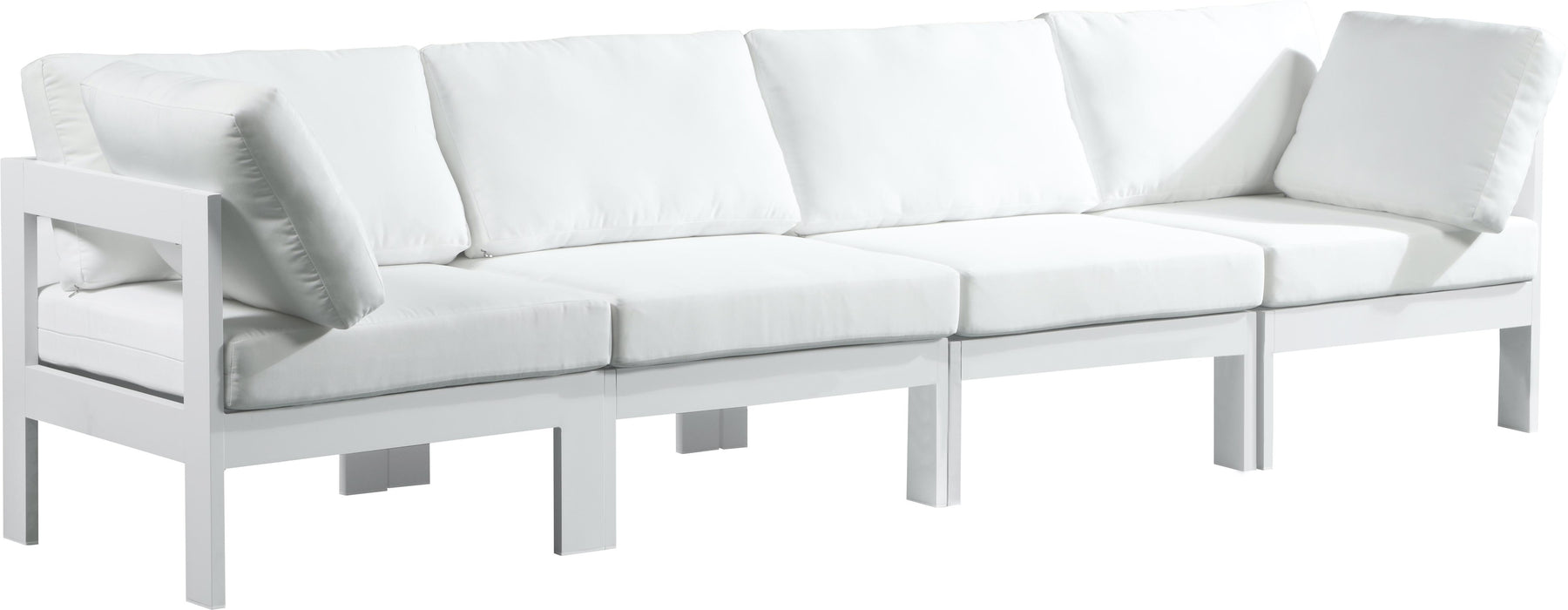 Nizuc White Waterproof Fabric Outdoor Patio Modular Sofa - Bargain Furniture (Detroit, MI)