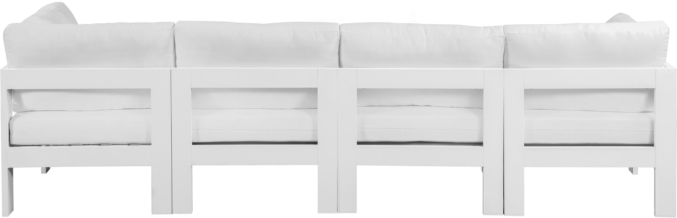 Nizuc White Waterproof Fabric Outdoor Patio Modular Sofa - Bargain Furniture (Detroit, MI)