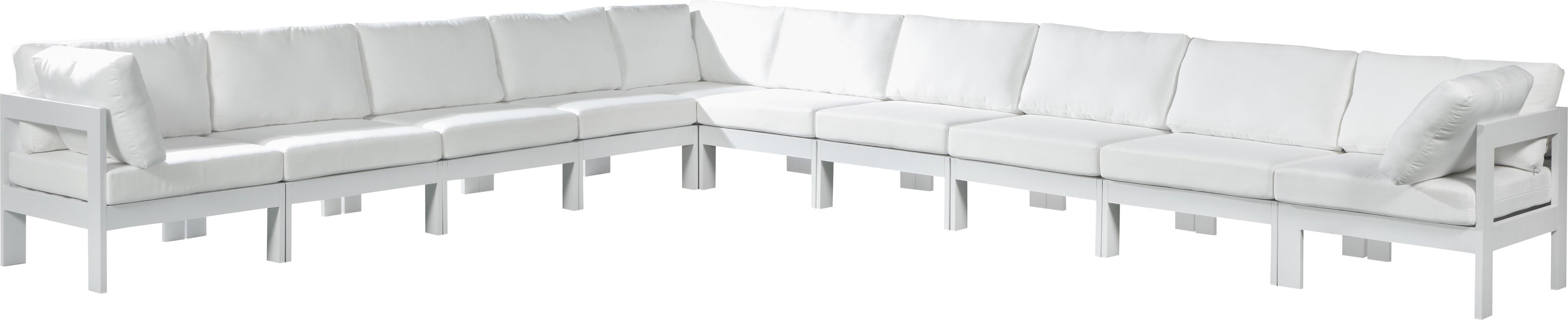 Nizuc White Waterproof Fabric Outdoor Patio Modular Sectional - Bargain Furniture (Detroit, MI)