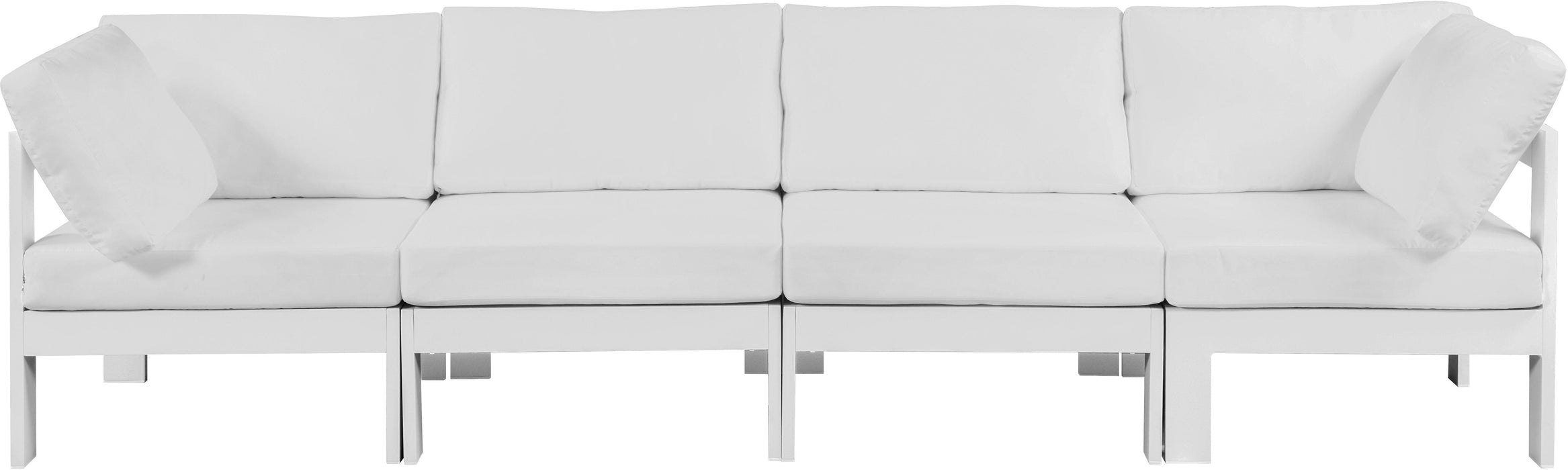 Nizuc White Waterproof Fabric Outdoor Patio Modular Sofa - Bargain Furniture (Detroit, MI)