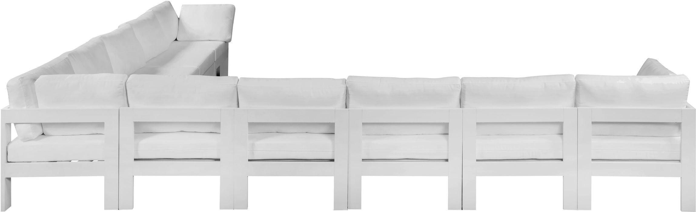 Nizuc White Waterproof Fabric Outdoor Patio Modular Sectional - Bargain Furniture (Detroit, MI)