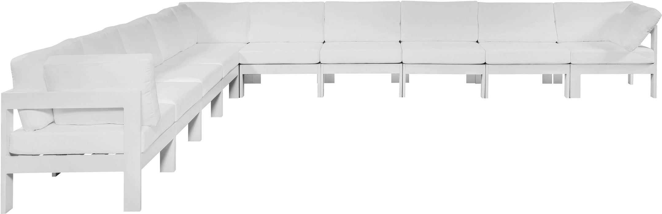 Nizuc White Waterproof Fabric Outdoor Patio Modular Sectional - Bargain Furniture (Detroit, MI)