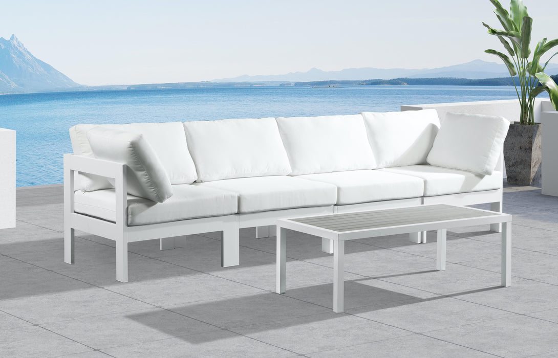 Nizuc White Waterproof Fabric Outdoor Patio Modular Sofa - Bargain Furniture (Detroit, MI)