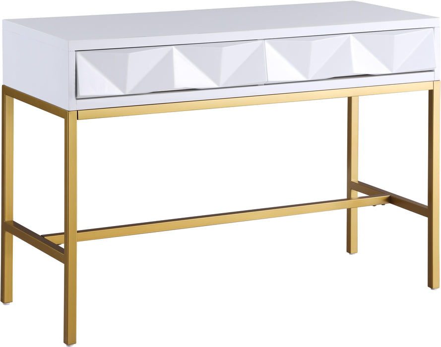 Pandora White Laquer with Gold Console Table - Bargain Furniture (Detroit, MI)