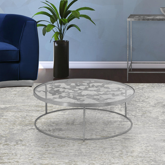 Butterfly Silver Coffee Table - Bargain Furniture (Detroit, MI)