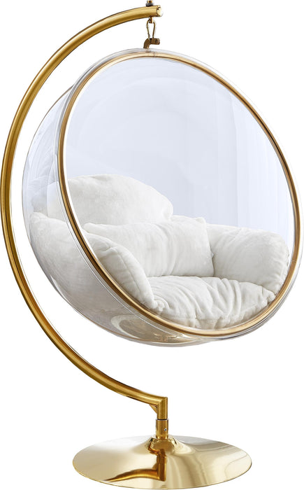 Luna White Faux Fur Acrylic Swing Accent Chair - Bargain Furniture (Detroit, MI)