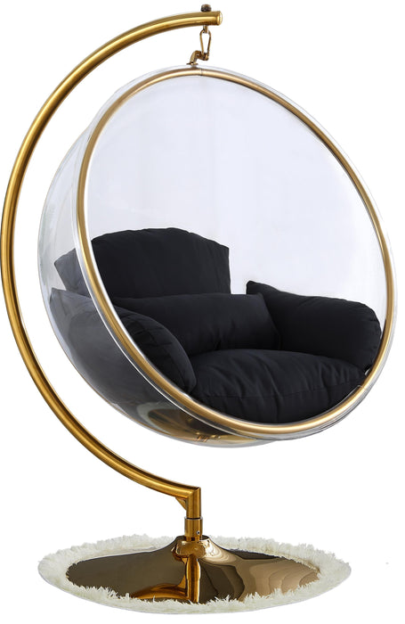 Luna Black Fabric Acrylic Swing Bubble Accent Chair (2 Boxes) - Bargain Furniture (Detroit, MI)