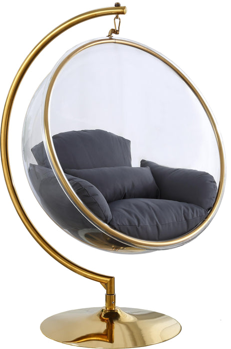 Luna Grey Fabric Acrylic Swing Bubble Accent Chair (2 Boxes) - Bargain Furniture (Detroit, MI)