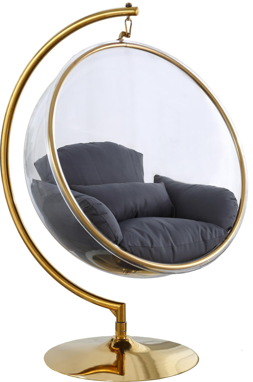 Luna Grey Fabric Acrylic Swing Bubble Accent Chair (2 Boxes) - Bargain Furniture (Detroit, MI)