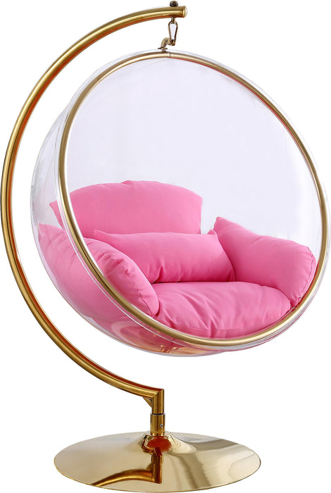 Luna Pink Fabric Acrylic Swing Bubble Accent Chair (2 Boxes) - Bargain Furniture (Detroit, MI)