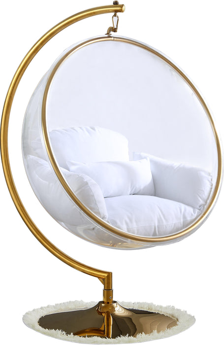 Luna White Fabric Acrylic Swing Bubble Accent Chair (2 Boxes) - Bargain Furniture (Detroit, MI)