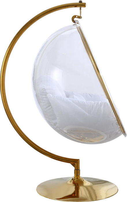 Luna White Fabric Acrylic Swing Bubble Accent Chair (2 Boxes) - Bargain Furniture (Detroit, MI)