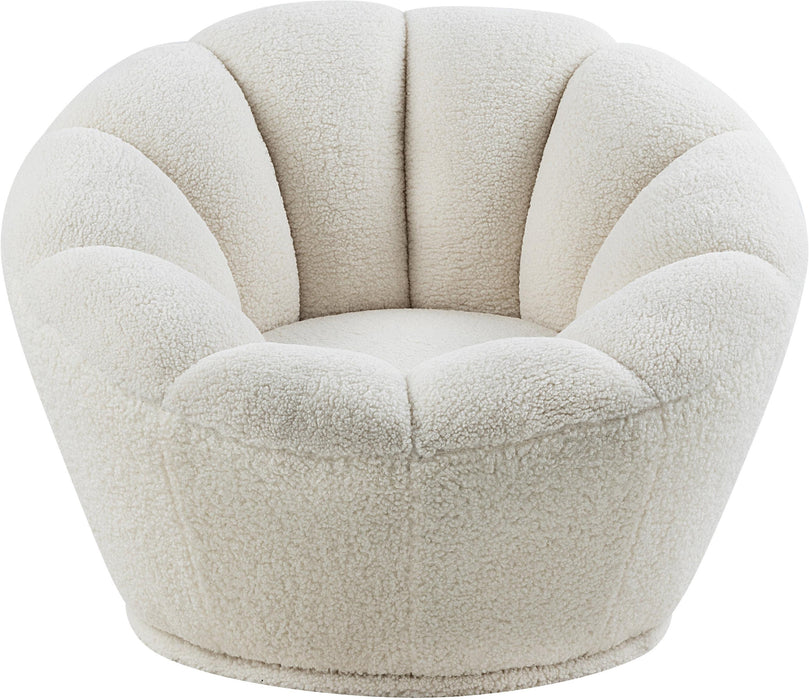 Dream White Faux Sheepskin Fur Accent Chair - Bargain Furniture (Detroit, MI)