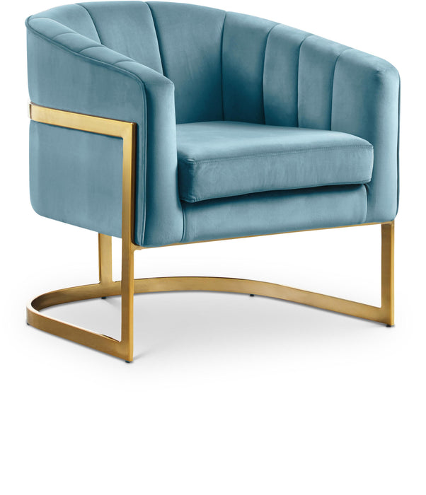 Carter Aqua Velvet Accent Chair - Bargain Furniture (Detroit, MI)
