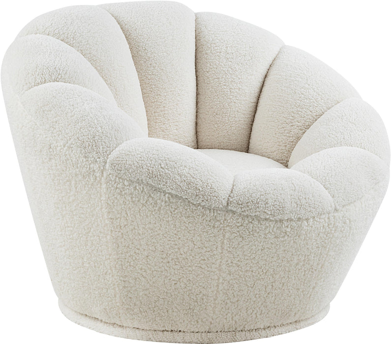 Dream White Faux Sheepskin Fur Accent Chair - Bargain Furniture (Detroit, MI)