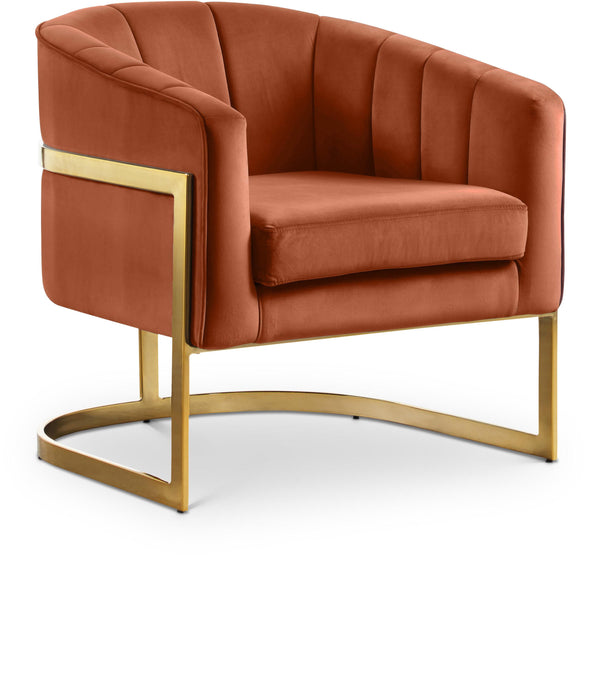 Carter Cognac Velvet Accent Chair - Bargain Furniture (Detroit, MI)