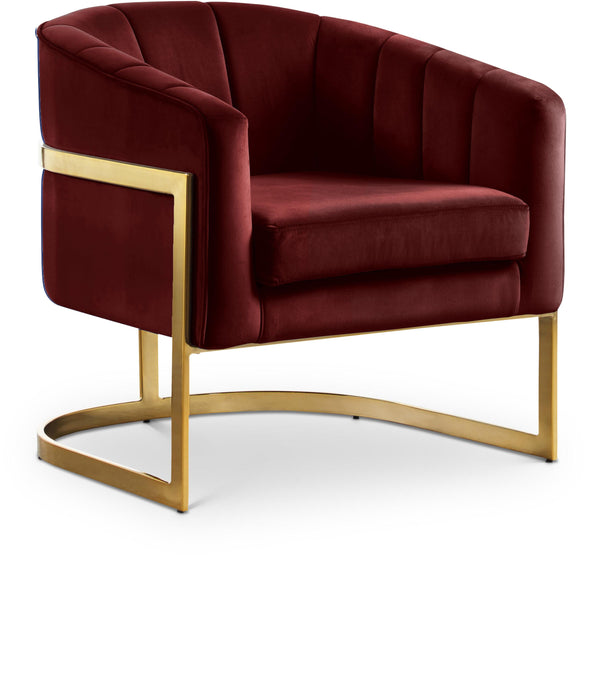 Carter Burgundy Velvet Accent Chair - Bargain Furniture (Detroit, MI)