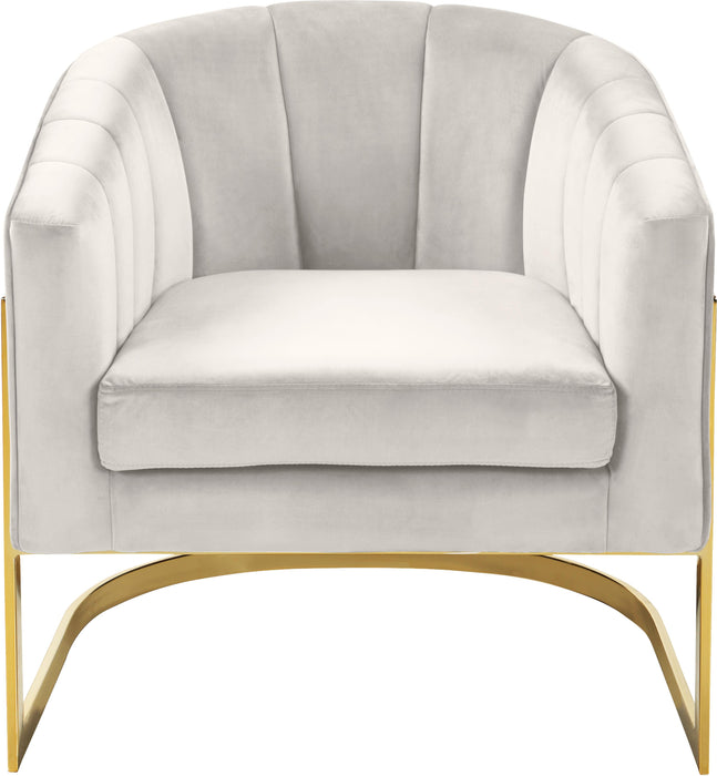 Carter Cream Velvet Accent Chair - Bargain Furniture (Detroit, MI)