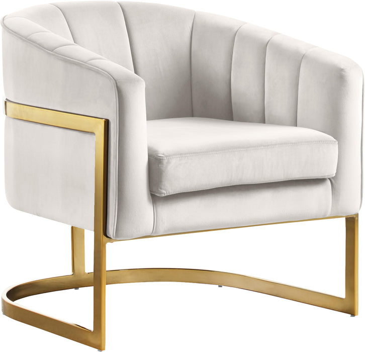Carter Cream Velvet Accent Chair - Bargain Furniture (Detroit, MI)