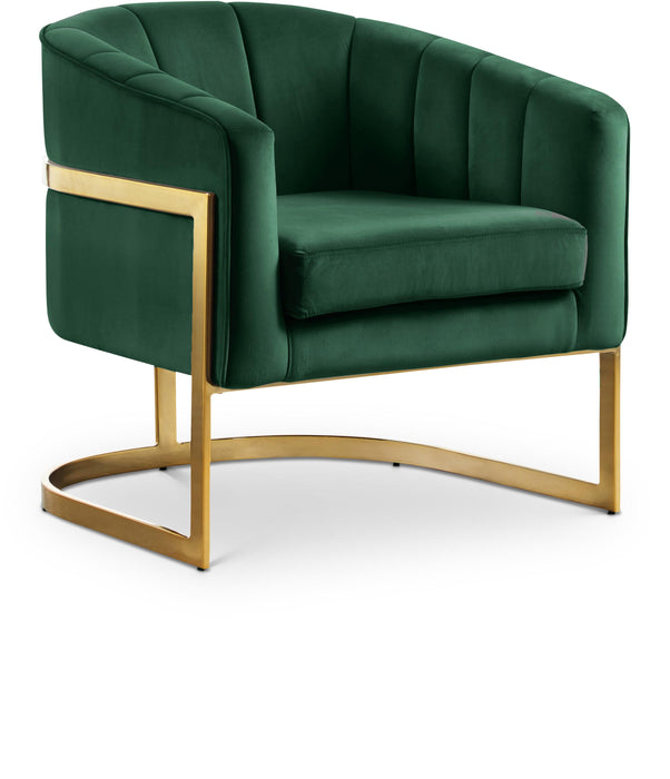 Carter Green Velvet Accent Chair - Bargain Furniture (Detroit, MI)