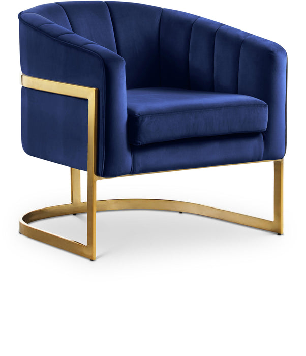 Carter Navy Velvet Accent Chair - Bargain Furniture (Detroit, MI)
