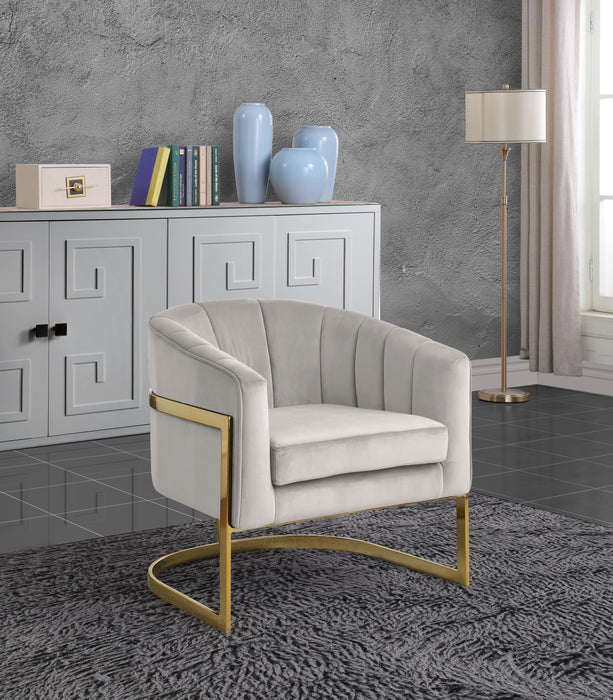 Carter Cream Velvet Accent Chair - Bargain Furniture (Detroit, MI)