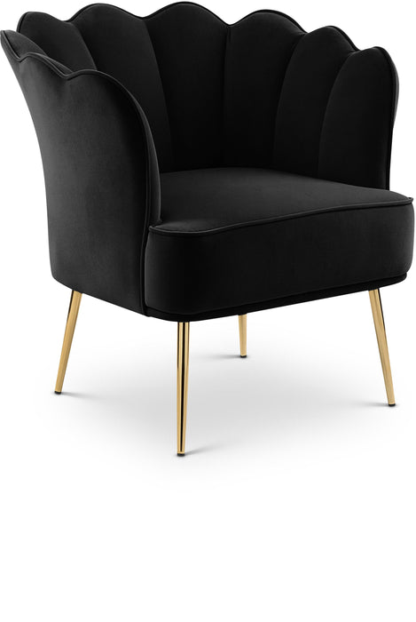 Jester Black Velvet Accent Chair - Bargain Furniture (Detroit, MI)