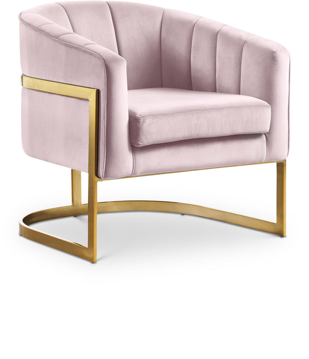 Carter Pink Velvet Accent Chair - Bargain Furniture (Detroit, MI)
