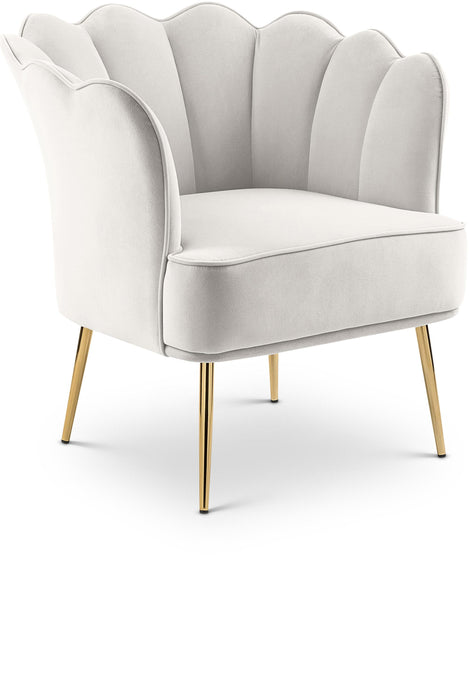 Jester Cream Velvet Accent Chair - Bargain Furniture (Detroit, MI)