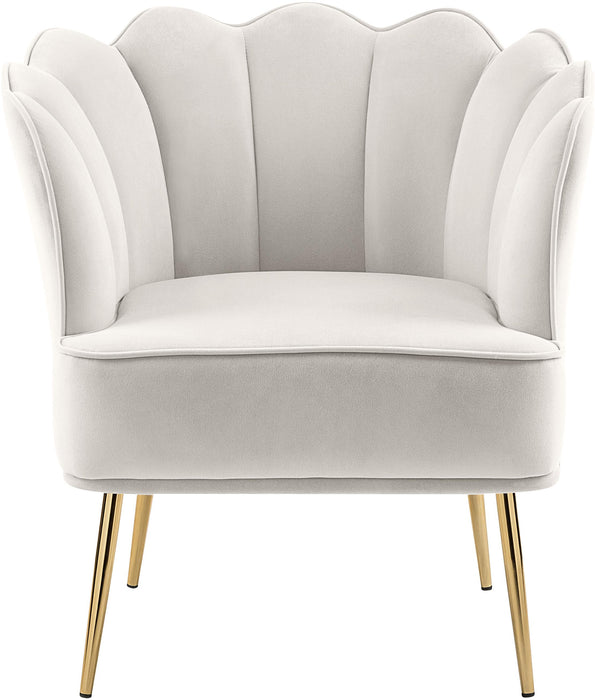 Jester Cream Velvet Accent Chair - Bargain Furniture (Detroit, MI)