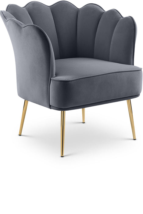 Jester Grey Velvet Accent Chair - Bargain Furniture (Detroit, MI)