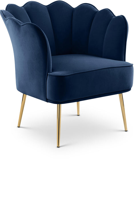 Jester Navy Velvet Accent Chair - Bargain Furniture (Detroit, MI)