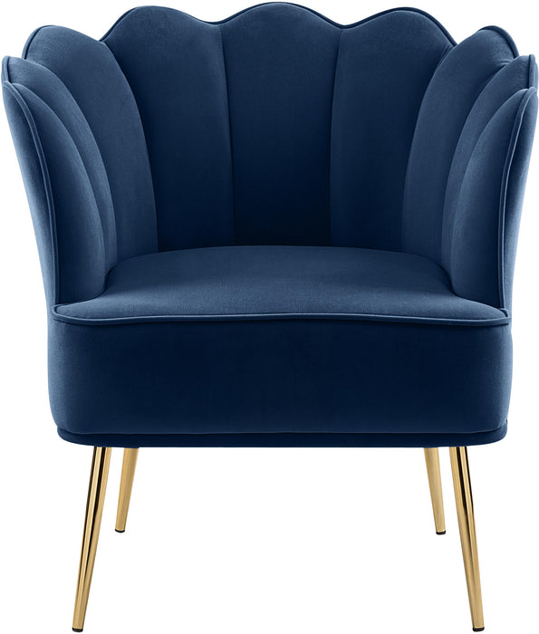 Jester Navy Velvet Accent Chair - Bargain Furniture (Detroit, MI)