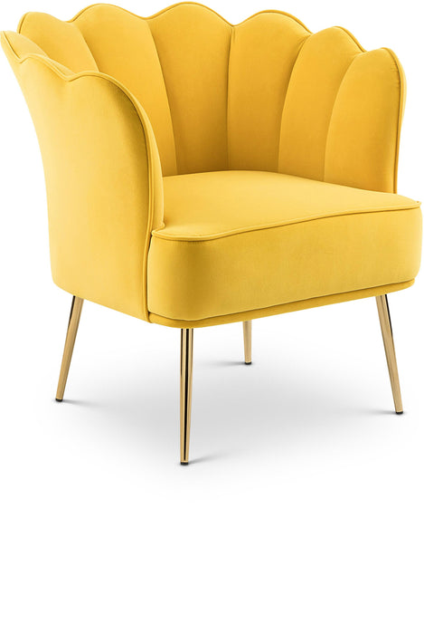 Jester Yellow Velvet Accent Chair - Bargain Furniture (Detroit, MI)