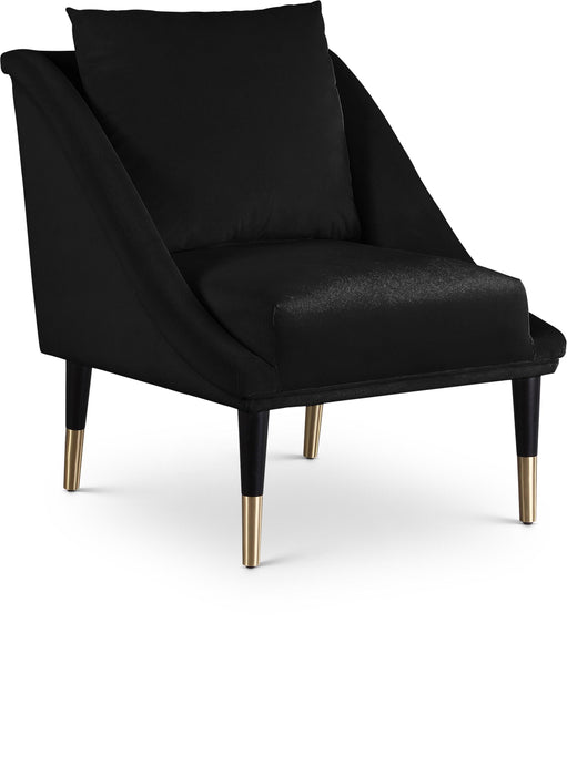 Elegante Black Velvet Accent Chair - Bargain Furniture (Detroit, MI)