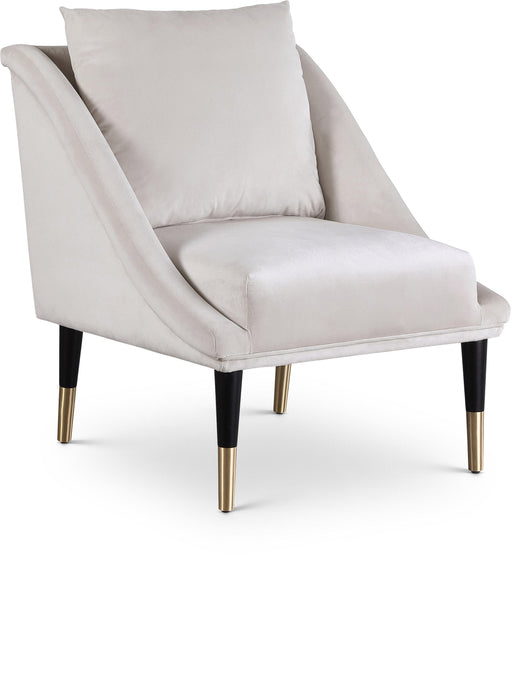 Elegante Cream Velvet Accent Chair - Bargain Furniture (Detroit, MI)