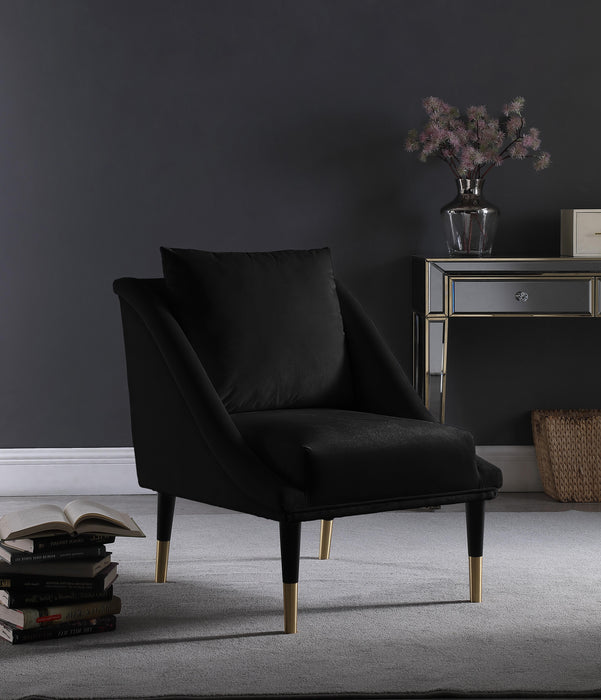 Elegante Black Velvet Accent Chair - Bargain Furniture (Detroit, MI)