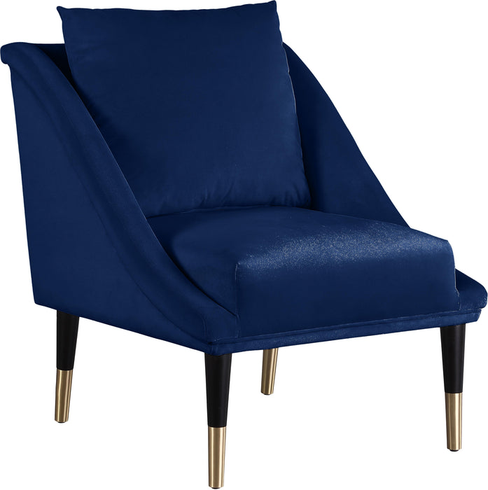 Elegante Navy Velvet Accent Chair - Bargain Furniture (Detroit, MI)